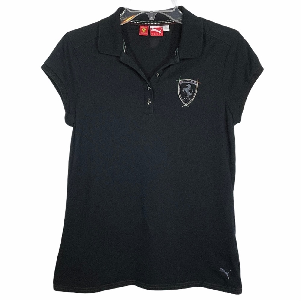 Scuderia Ferrari x Puma Black Polo Shirt Large